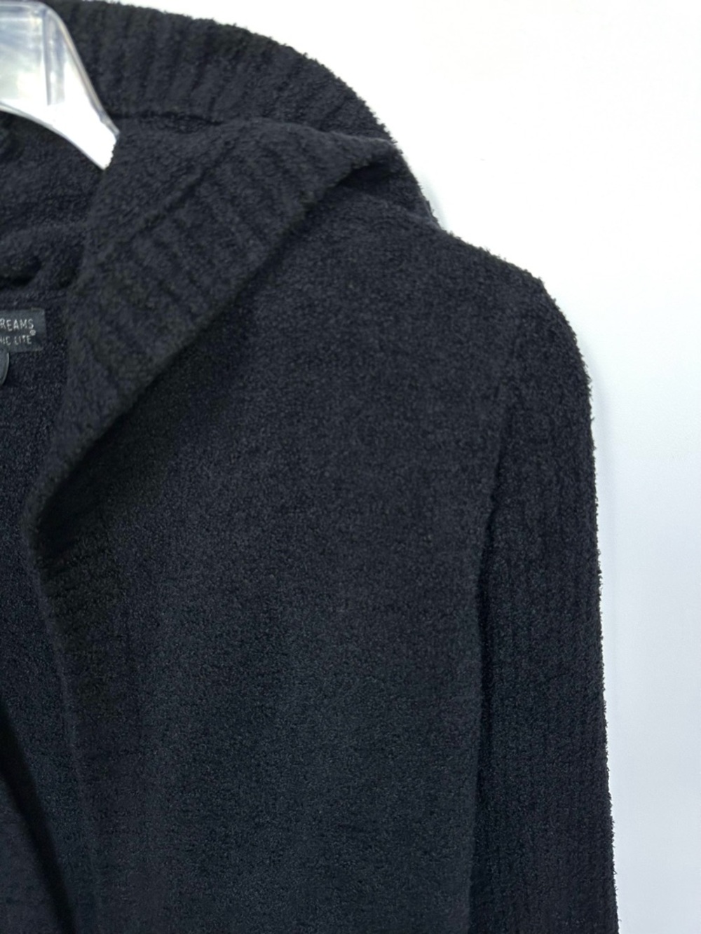 Barefoot Dreams CozyChic Lite Hooded Open Front Cardigan • Black • Sz XL • EUC - Picture 10 of 15